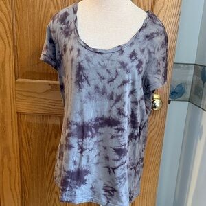 St. John's Bay Tie-Dye Short Sleeve Top - Purple and Gray